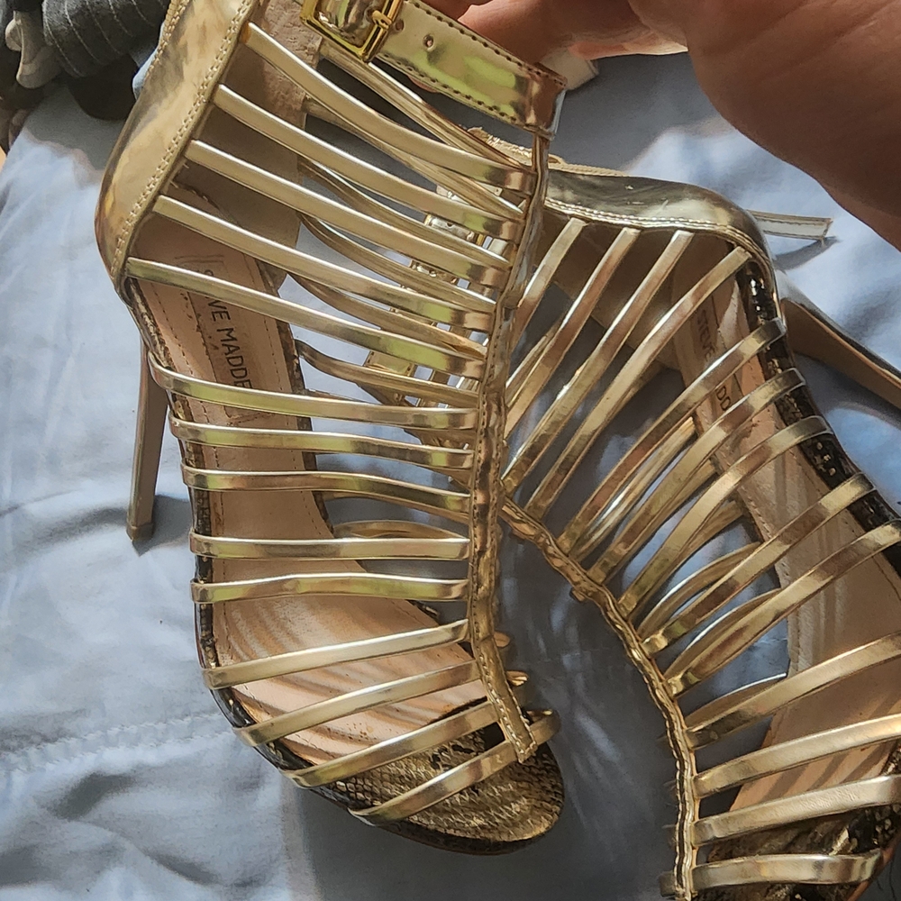 Autographed Steve Madden Metallic Strappy Heels